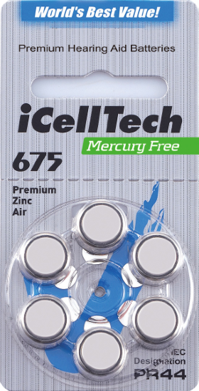 Батарейки для слухового аппарата iCellTech 675