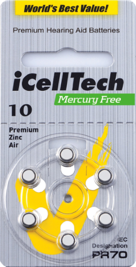 Батарейки для слухового аппарата iCellTech 10